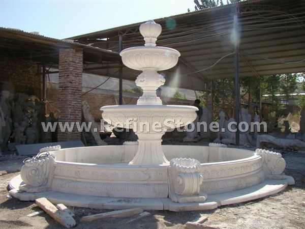 Garden white marble water fountain with lady statue