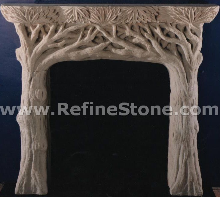 Tree shaped sandstone fireplace