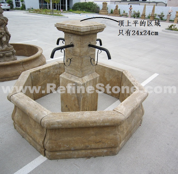 Beige Limestone Antique Fountain
